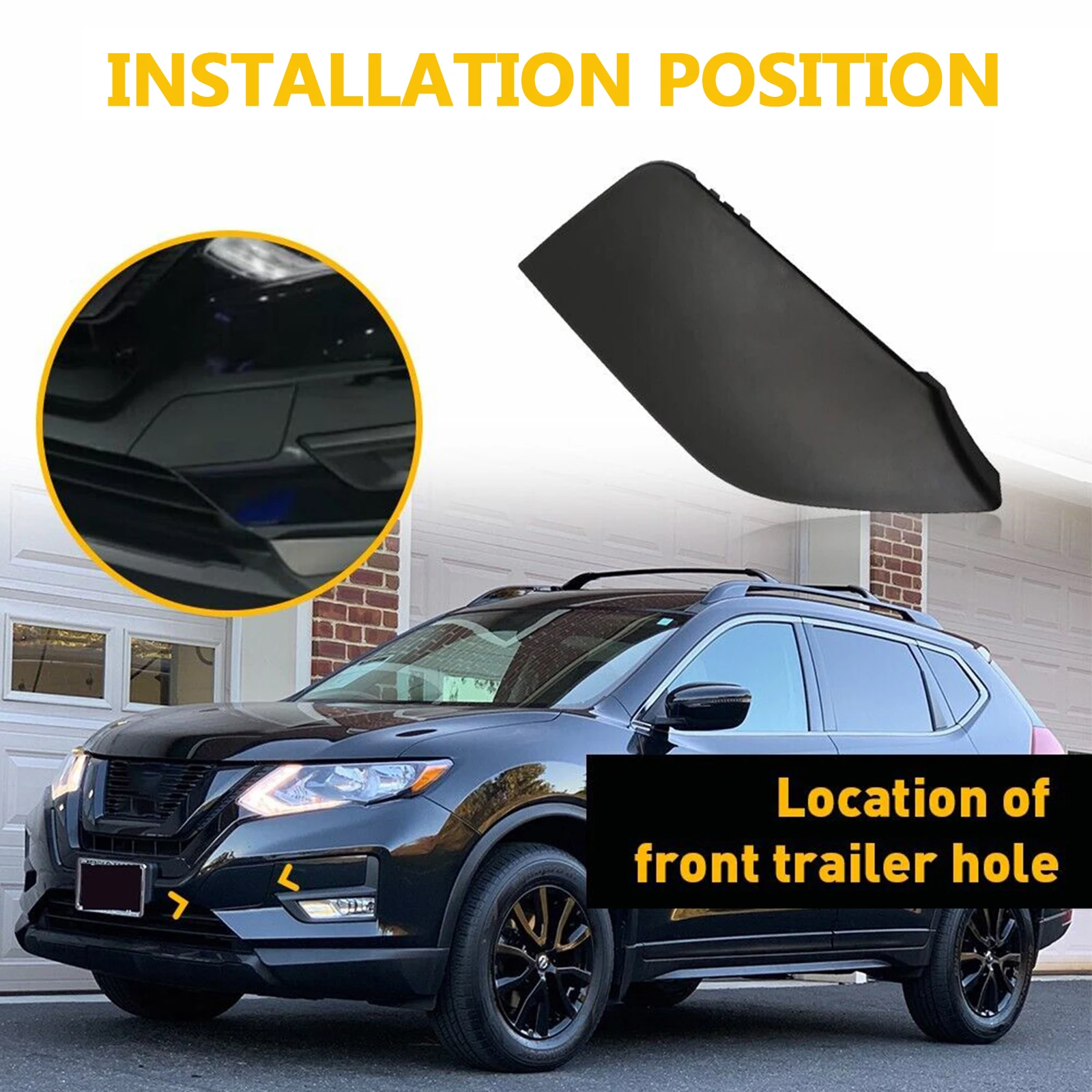 For Nissan Rogue X-Trail T32 2017 2018 2019 2020 Front Bumper Tow Hook Cap Cover Eye Access Trailer Hole Lid Overlay 622A0-6FL0H