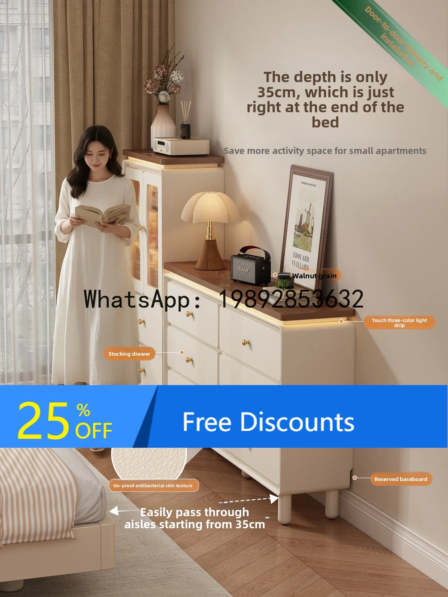 LYY Solid Wood Chest of Drawers Living Room Floor Side Cabinet Storage Organizer Bedroom Bedside Storage Cabinet
