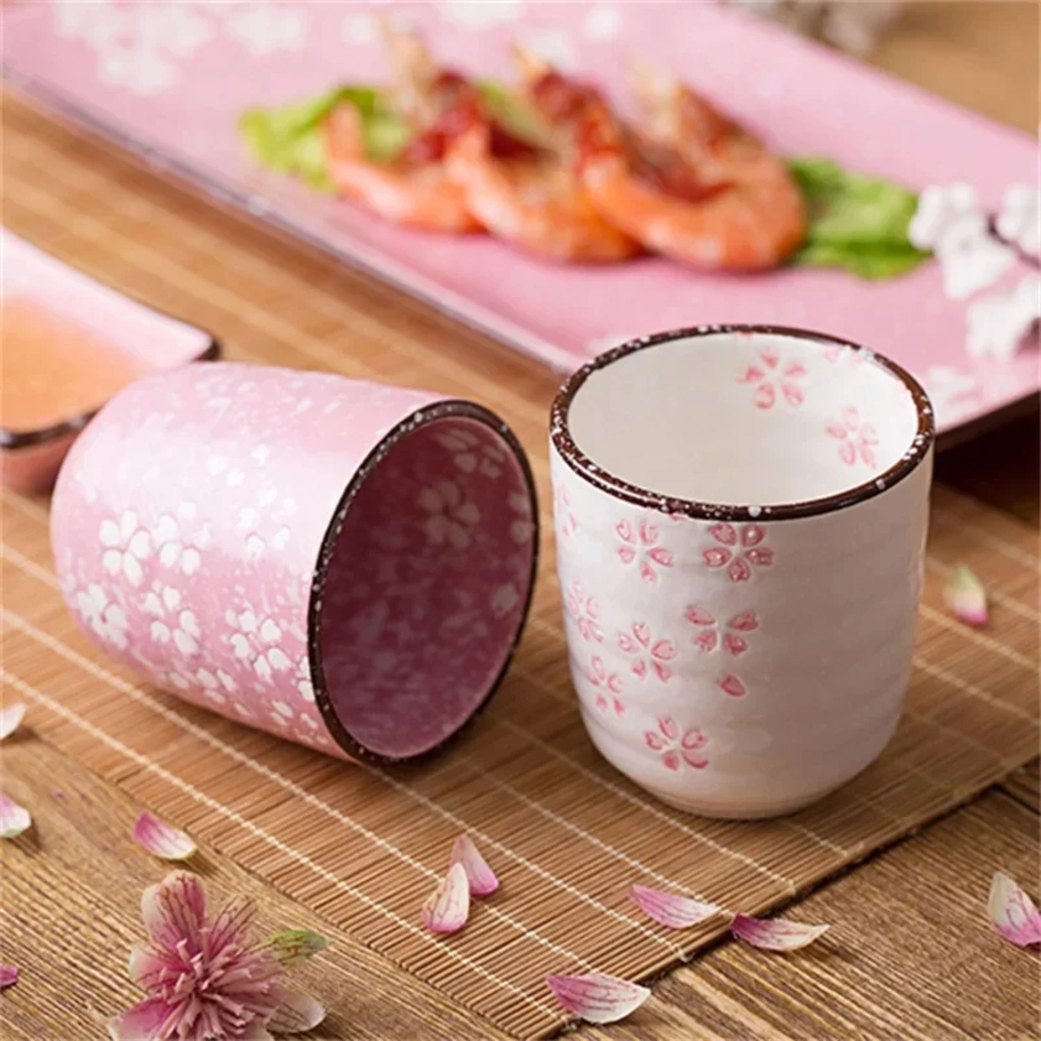 Japanese-Style Kung Fu Tea Ceramic Underglaze Porcelain Tea Cup  Owner Sub-Cup Glass Tea Cup Pink White