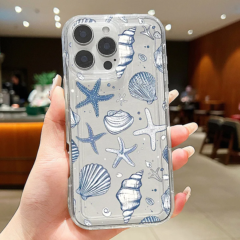 iPhoneアクセサリー sea Summer Marine Animals Sea Elements Clear Phone Case for iPhone 11