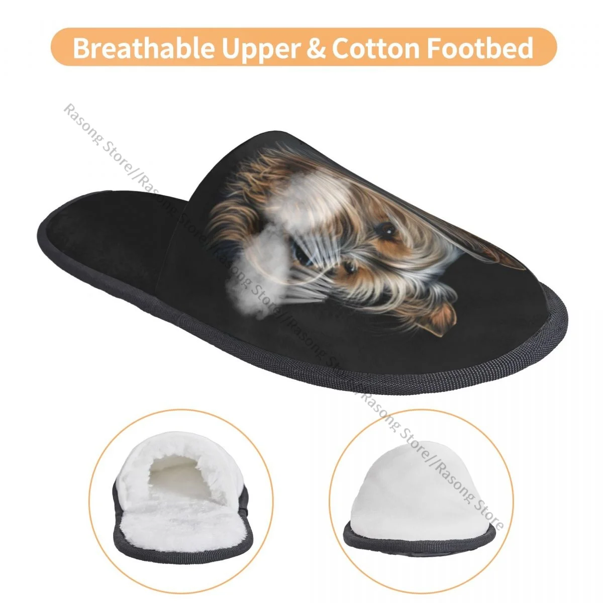 Fur Slipper For Women Men Fashion Fluffy Winter Warm Slippers Yorkshire Dog Portrait House Shoes