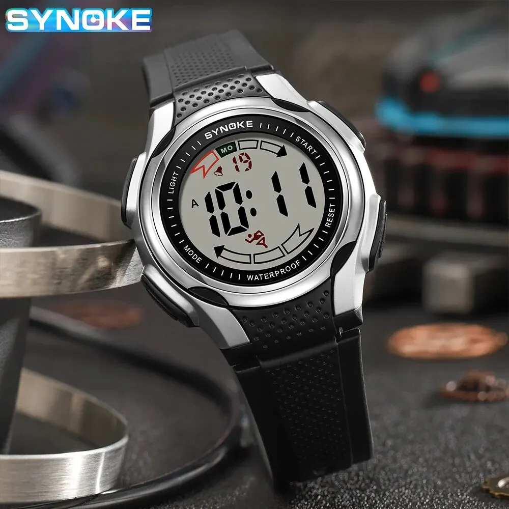 SYNOKE Watch Outdoor Sports New Models Waterproof Shock Resistant Large Screen Display Luminous LED Digital Watch For Men