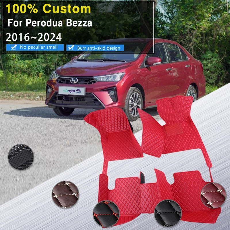 

Car Mats Floor For Perodua Bezza D63D 2016~2024 5seat Dirt-resistant Pad Leather Carpet Foot Cover Car Accessories Interior Part