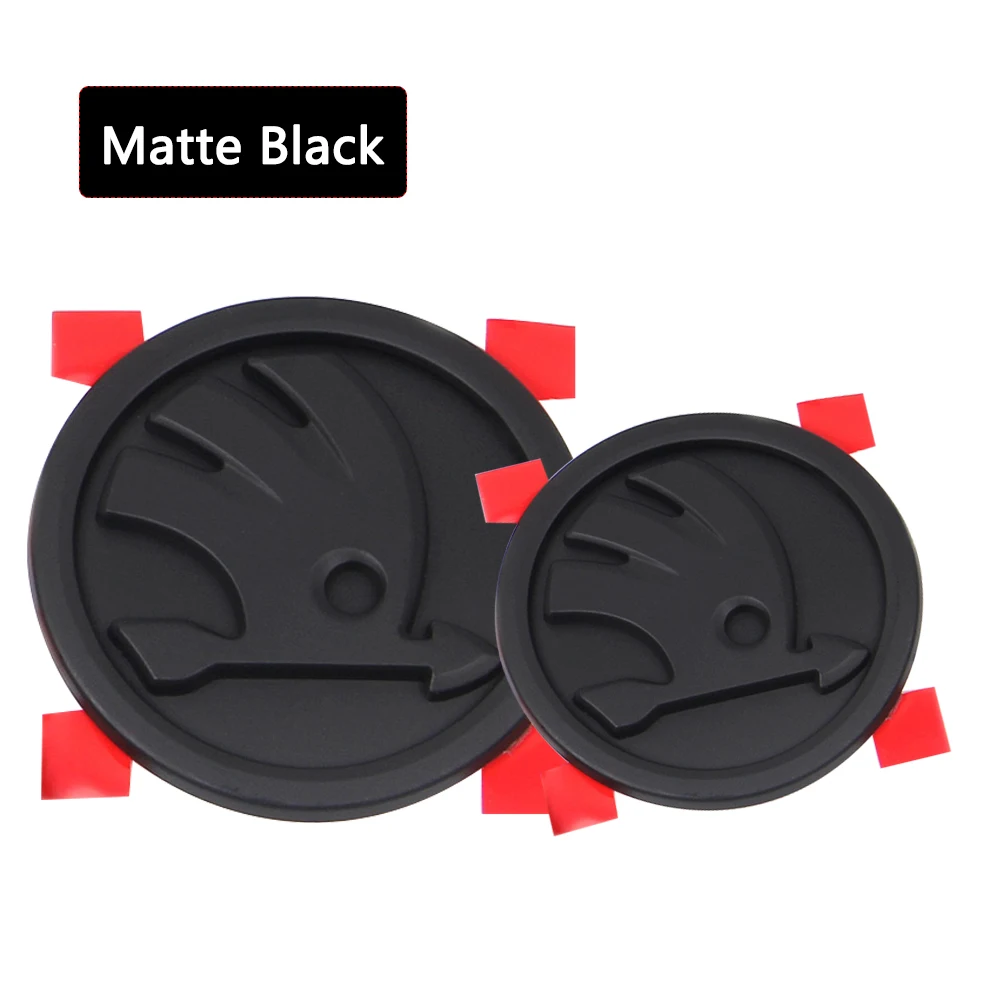 2 Stücke 80 MM/90 MM 3D Auto Emblem Abzeichen Haube Vorne Hinten Stamm Logo Für Skoda Fabia 1 2 Octavia a7 RS Superb Schnelle Yeti Karoq Vision