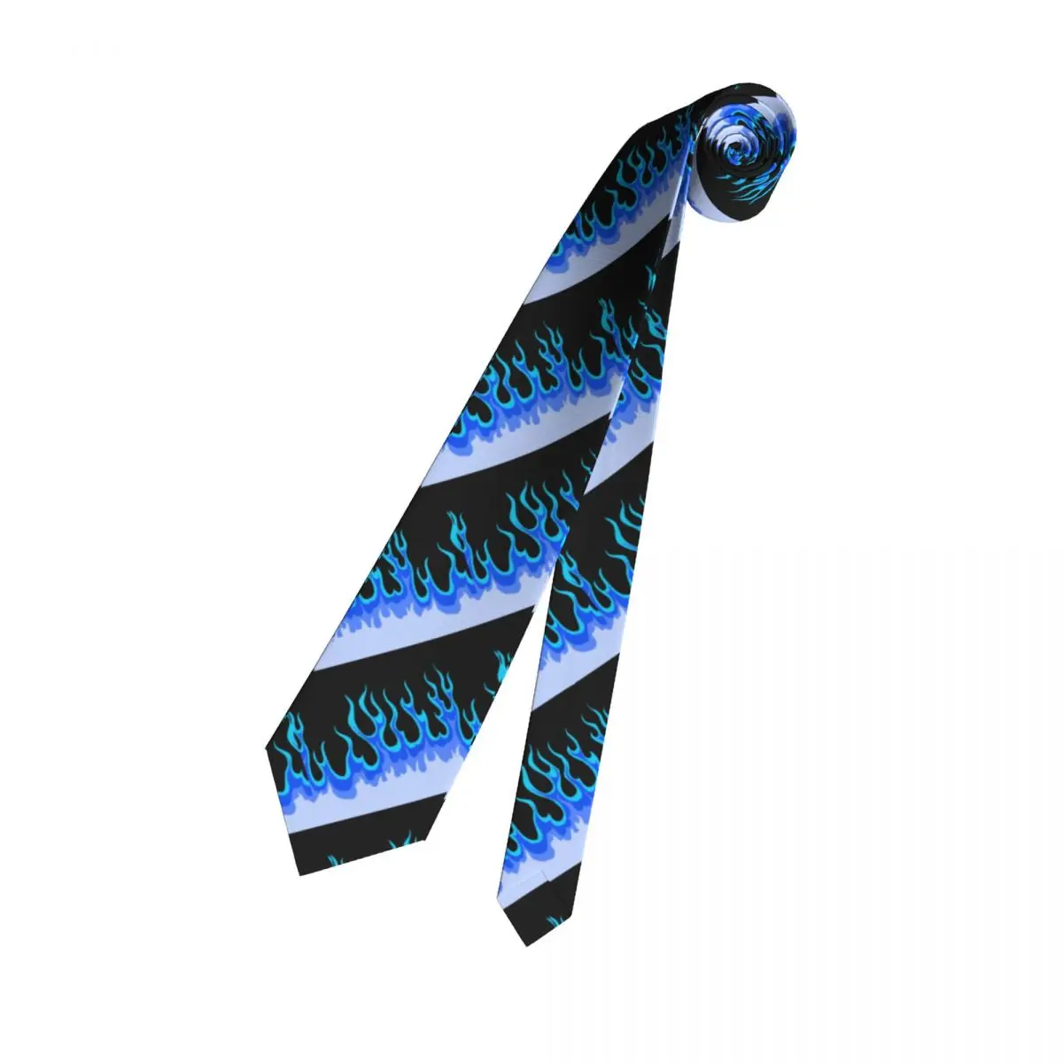 Blue Hot Fire Racing Flames Neckties Men Custom Silk Neck Ties for Business