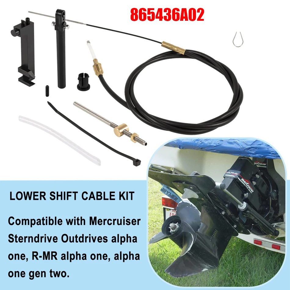 TM 865436A02 Lower Shift Cable Kit Yacht Accessories for Mercruiser Alpha Gen One & Two 1 2 Mr MC 9 pcs