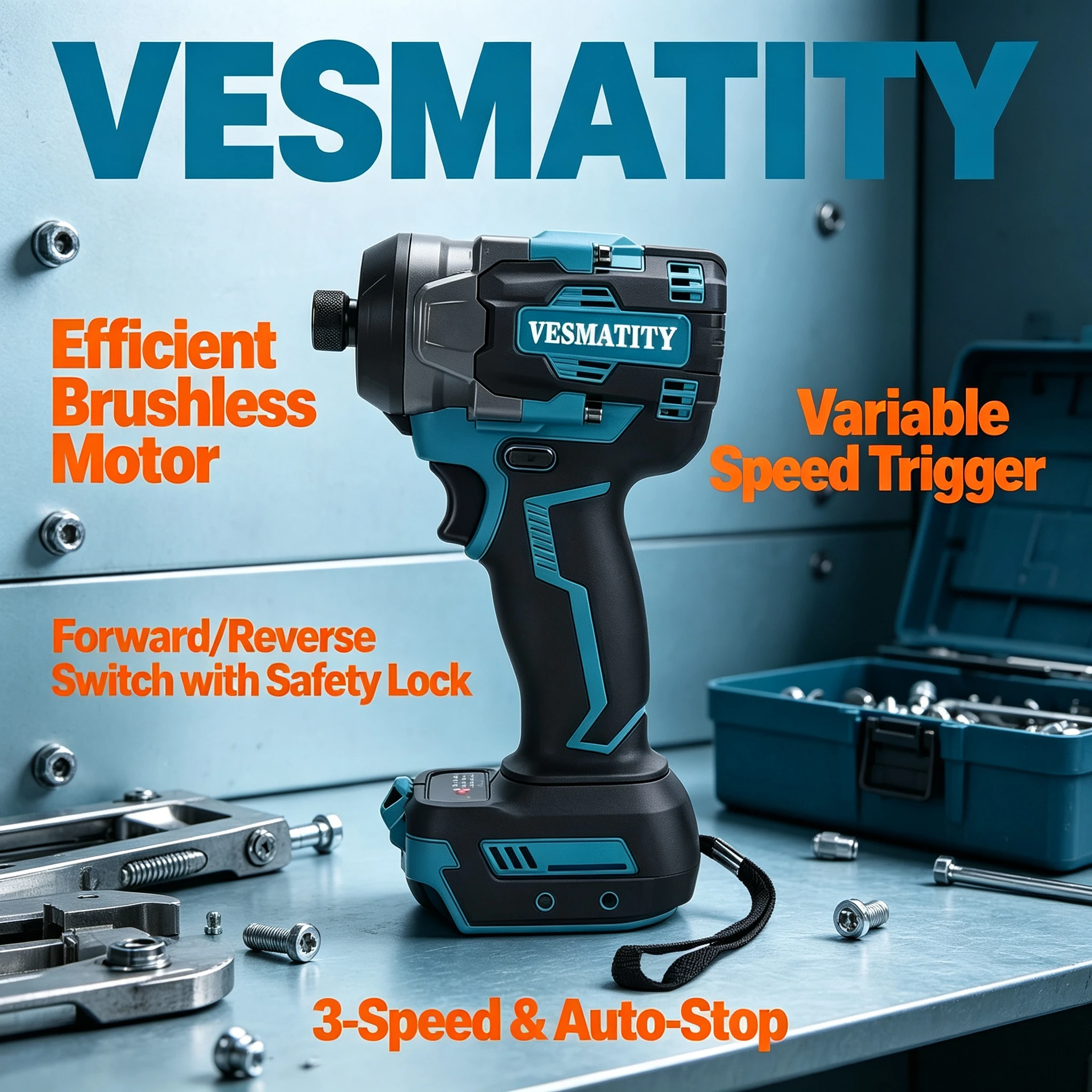 VESMATITY 18V 20V Brushless Impact Wrench High Torque Cordless Electric for Heavy Equipment Repair