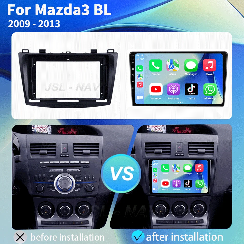 For Mazda 3 II For Mazda3 BL 2009 - 2013 Android16 Carplay Auto 4G+WIFI GPS Car Radio Navigation Multimedia Video Player Stereo