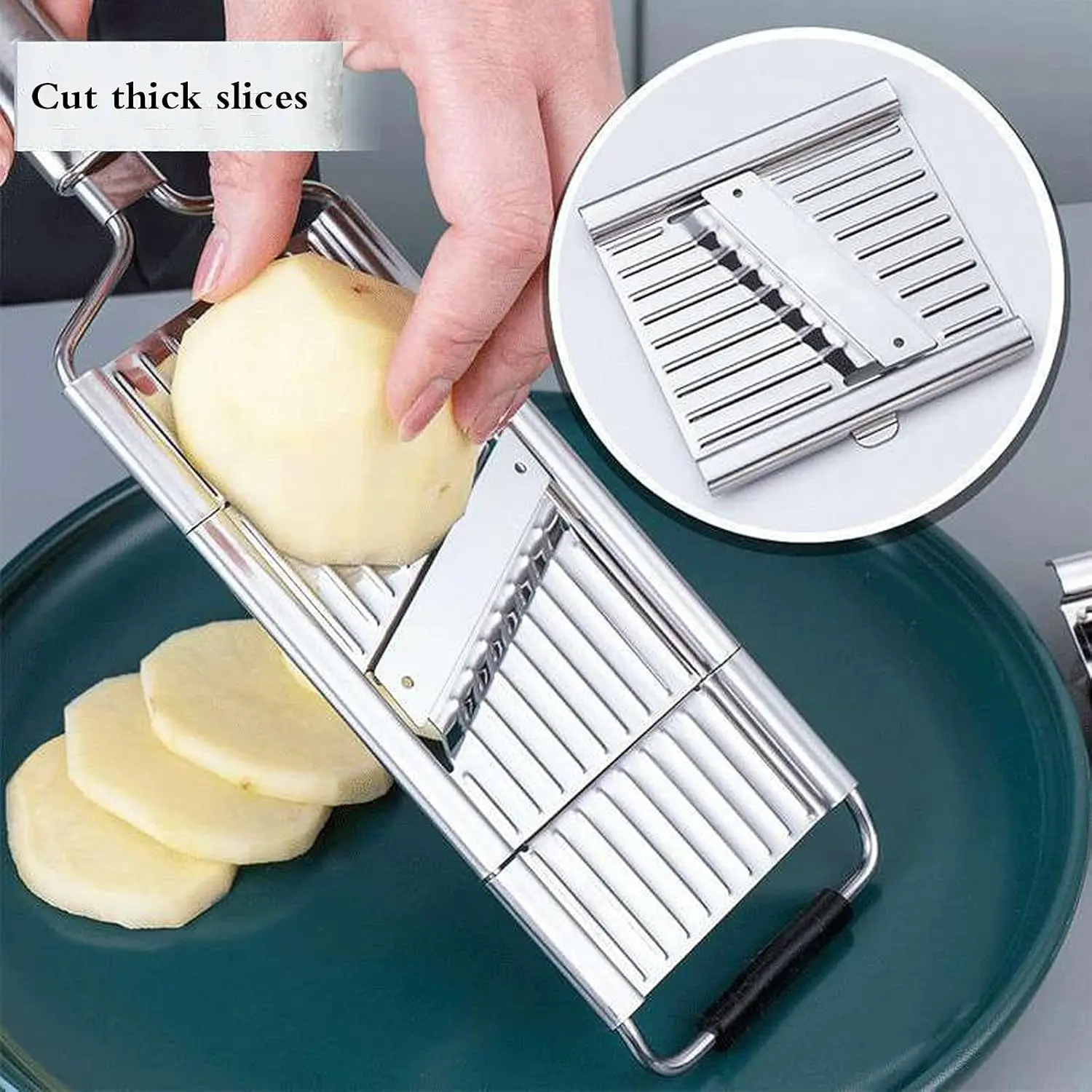 Handheld Food Grater,Professional Zester Slicing Set with 4 Interchangeable Blades for Lime,Cheese,Garlic,Ginger,Chocolate,Vegetable,Fruits view 5