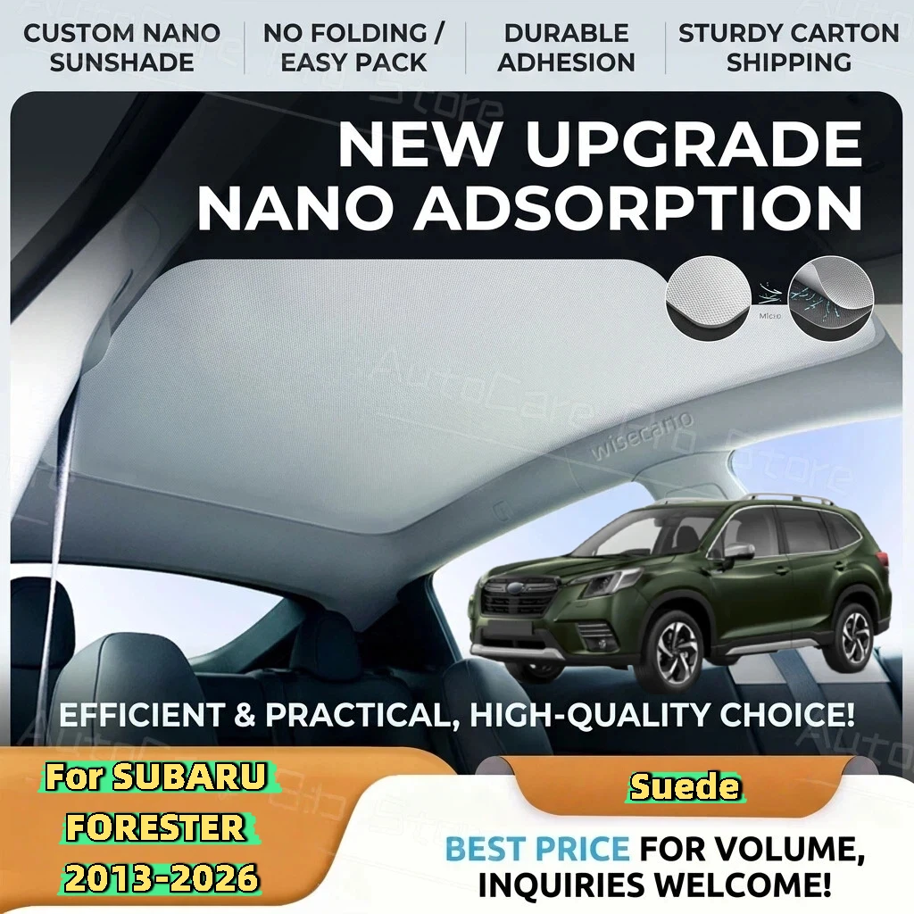 Car Anti-uv For SUBARU FORESTER 2013-2026 Electrostatic Adsorption Sunroof Sunshade Suede Fabric Auto Heat Insulation Skylight