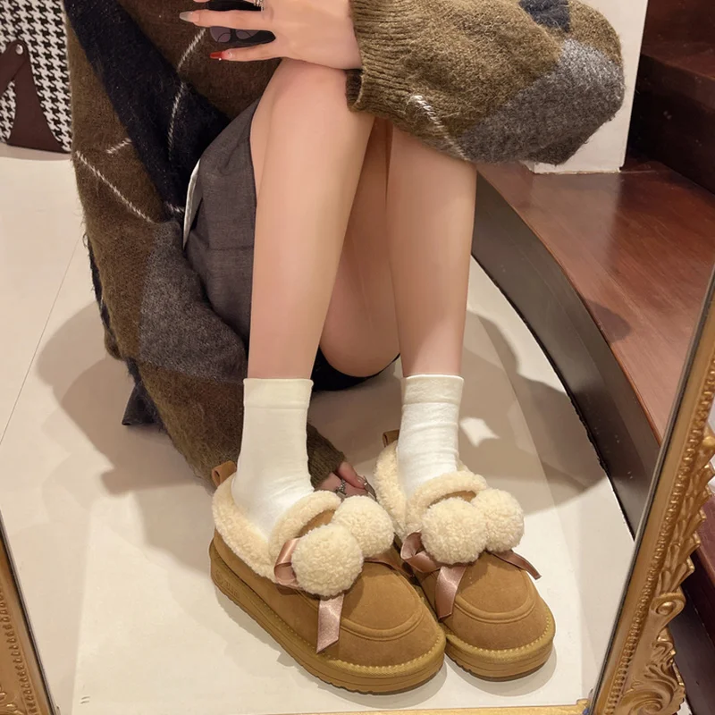 Lolita Boots Boots-Women Plush Winter Footwear Australia Female Shoes 2024 Fur Snow Ladies Loafers Winter Boots Lady Female Shoe