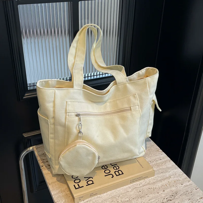 

Canvas Women Tote Bags Large Capacity Fashion Female Shoulder Bag Commuting Carrying Bag Casual Designer Handbag Shopper Bag