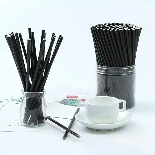 100pcs paper straw Black Individual Pack biodegradable Straw Cocktail Soda Coffee Drinkware for Birthday Halloween Party Supply