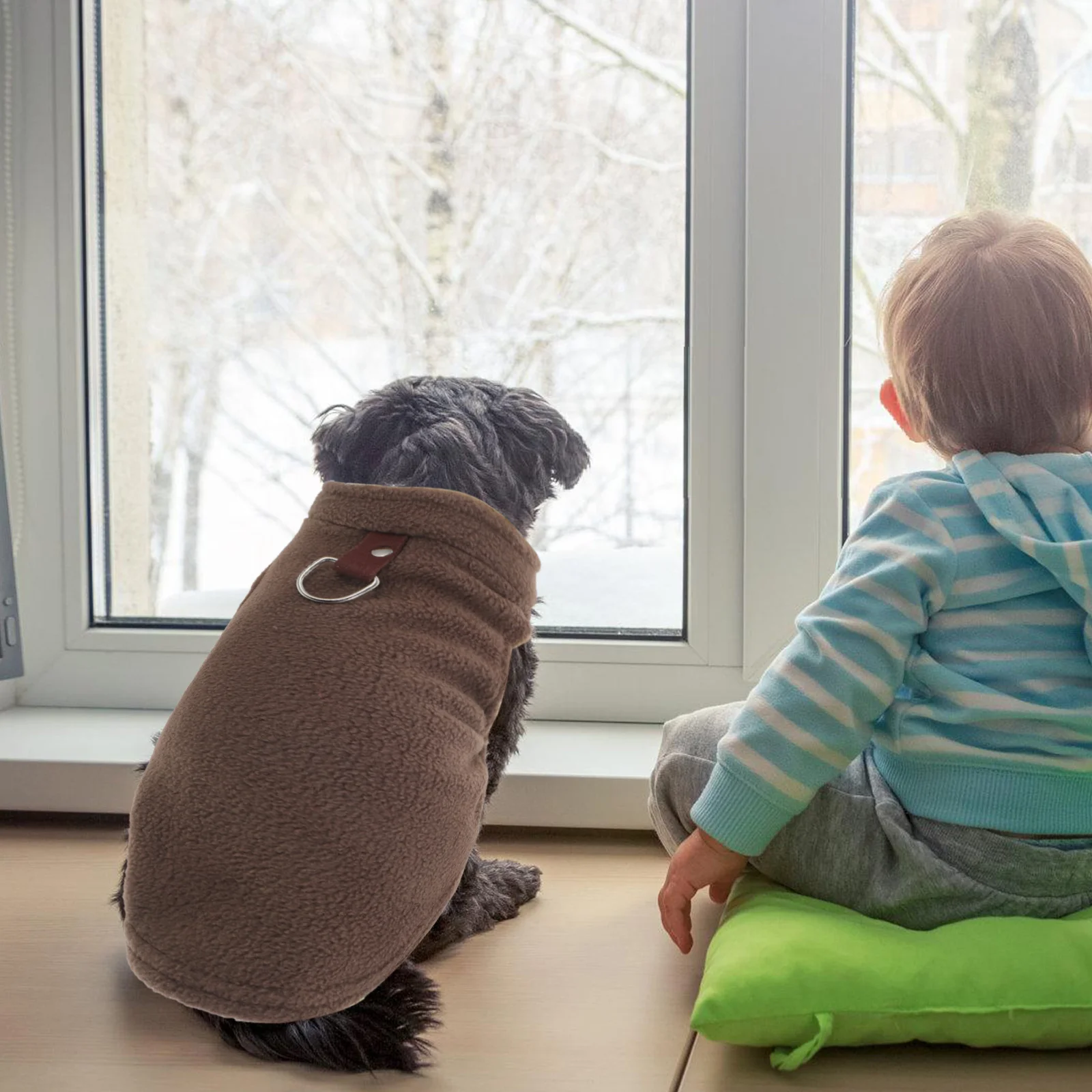 

Small Puppy Dog Vest Solid Color Warm Fleece Winter Pet Clothes D-Ring Leash Attachment Soft Comfortable Vest Pet Clothes