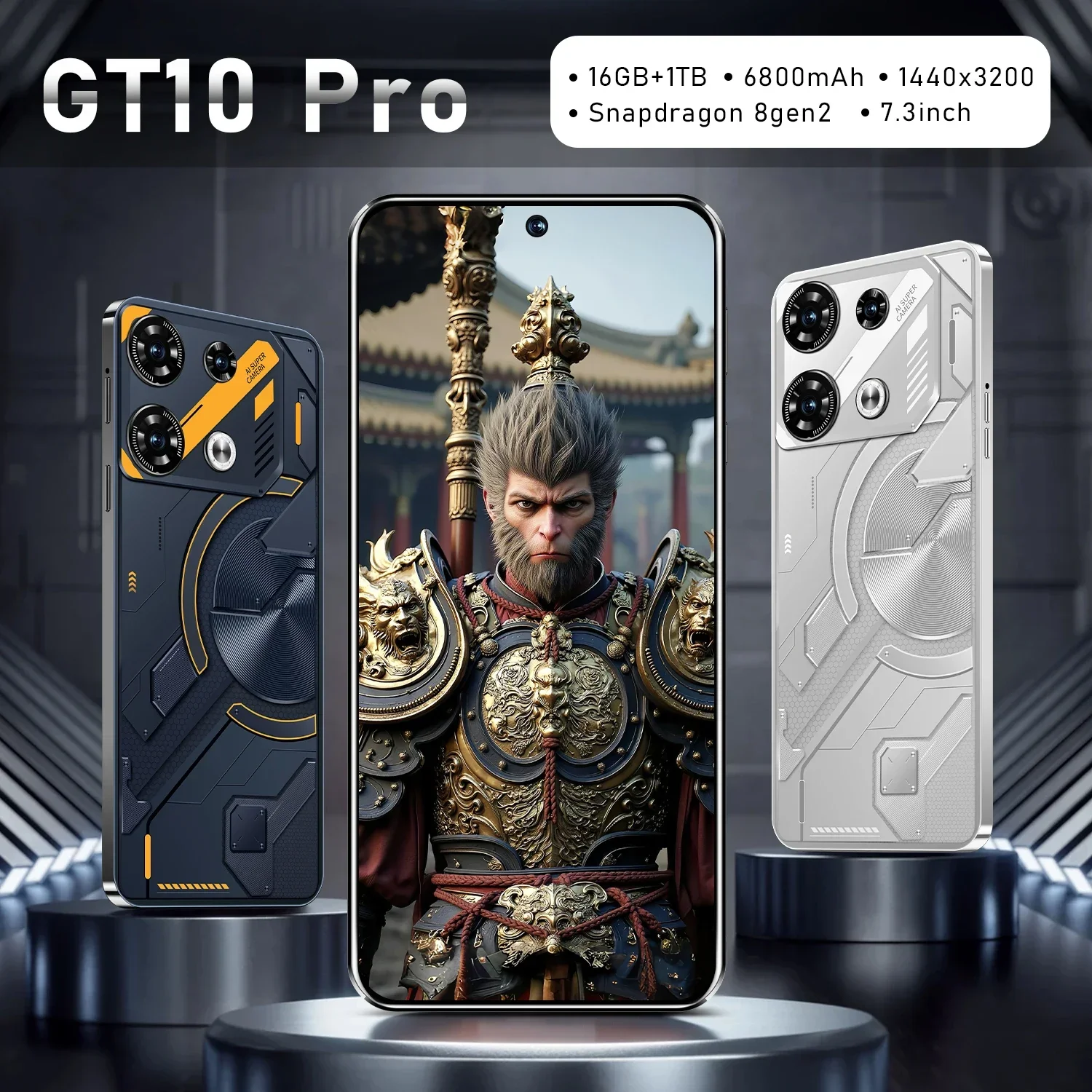 2024 GT10 Pro Smartphone Original 5G 7.3inch HD 16G+1TB Cell Phone Dual SIM Mobile Phones 6800mAh Cellphones Unlocked Android