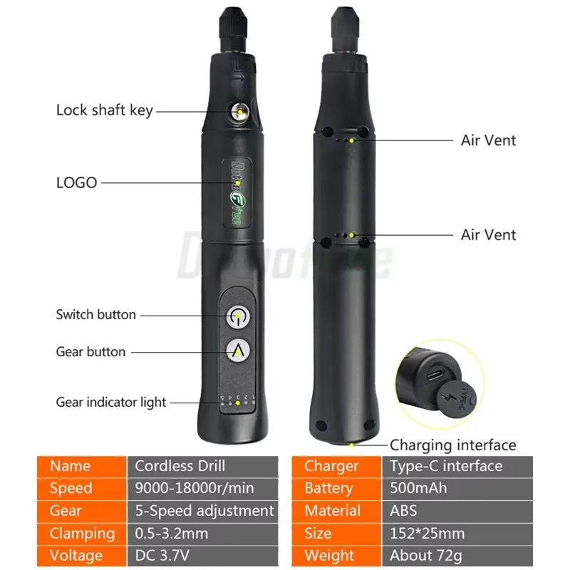 

USB Cordless Rotary Tool Kit Woodworking Carving Pen DIY Mini Wireless Drill Polishing Power Tool Drill