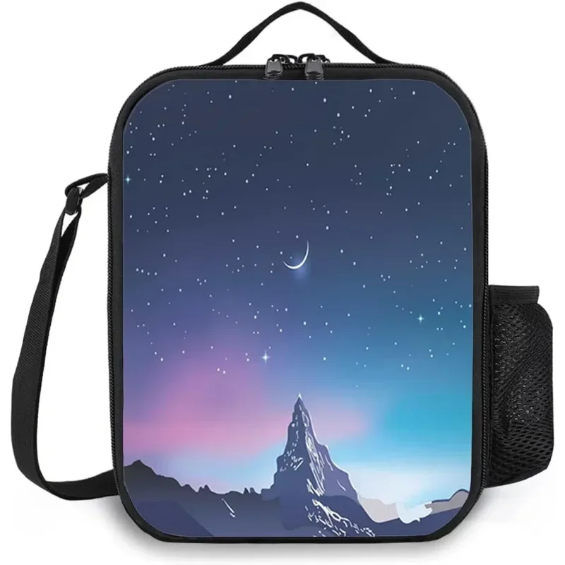 Aurora Solar Starry Sky Night Image Lunch Box for Men Women Adults Small Lunch Bag for Work Picni Reusable Portable Lunchbox