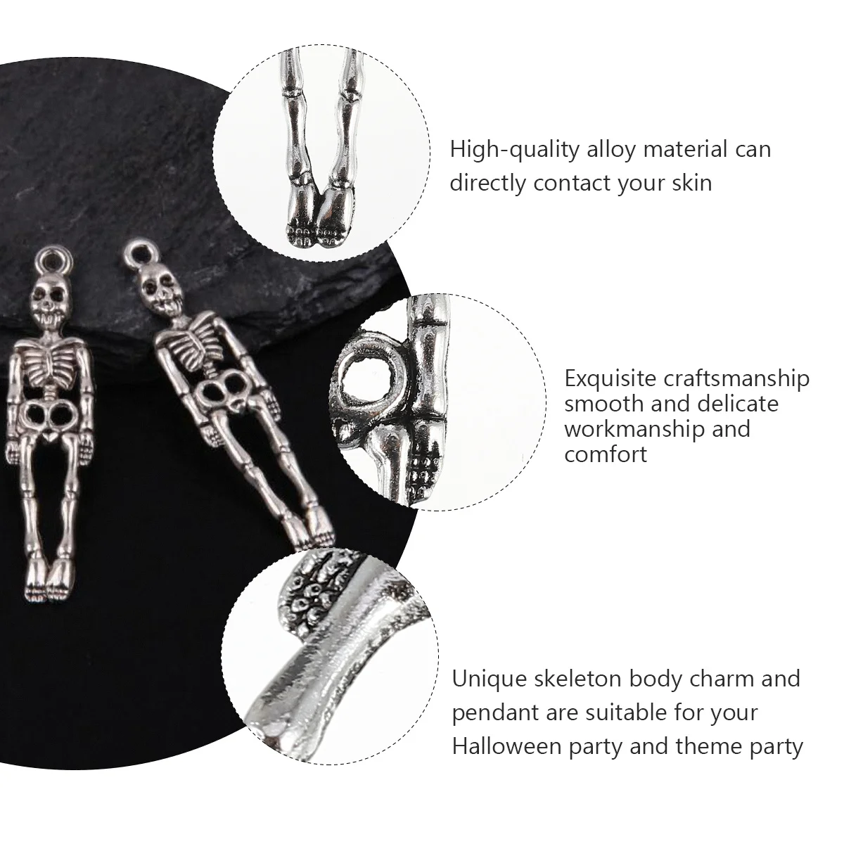 

50Pcs Skull Body Pendants Alloy Charms DIY Jewelry Making for Necklace Bracelet Sweater Chains Halloween Party Gifts