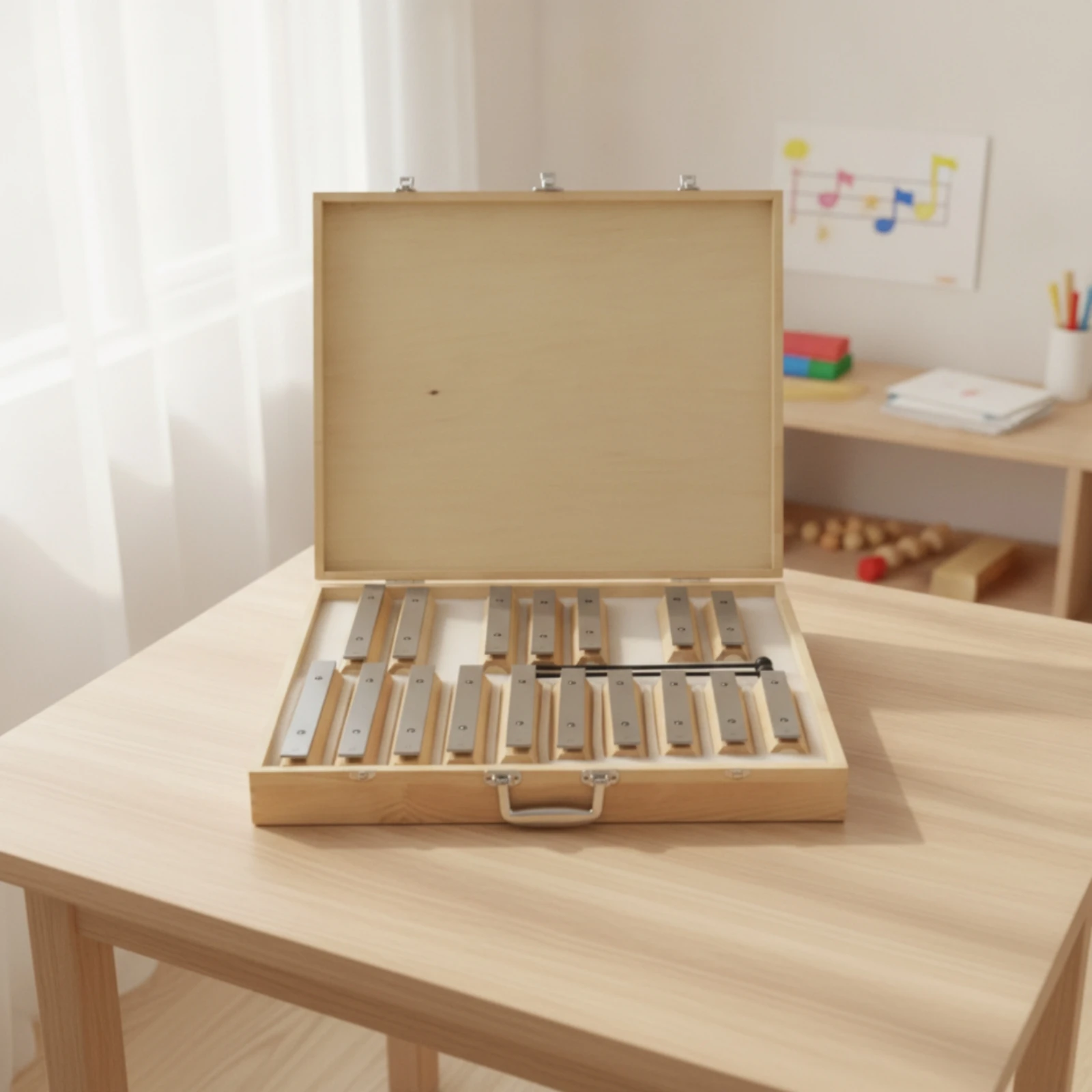 Metallophone Educational Glockenspiel Percussion Instrument with Mallet Sturdy Xylophone Precision-Tuned for Students