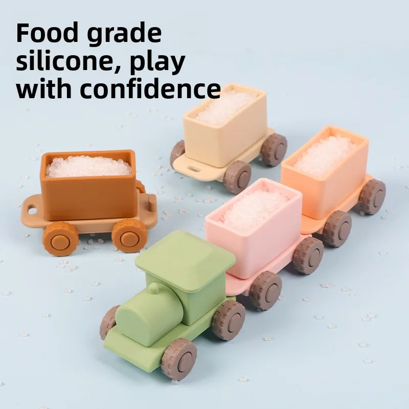 Jouet de train en silicone – Facile à assembler et à démonter, coulissant durable et lisse, adapté aux enfants, jouet éducatif