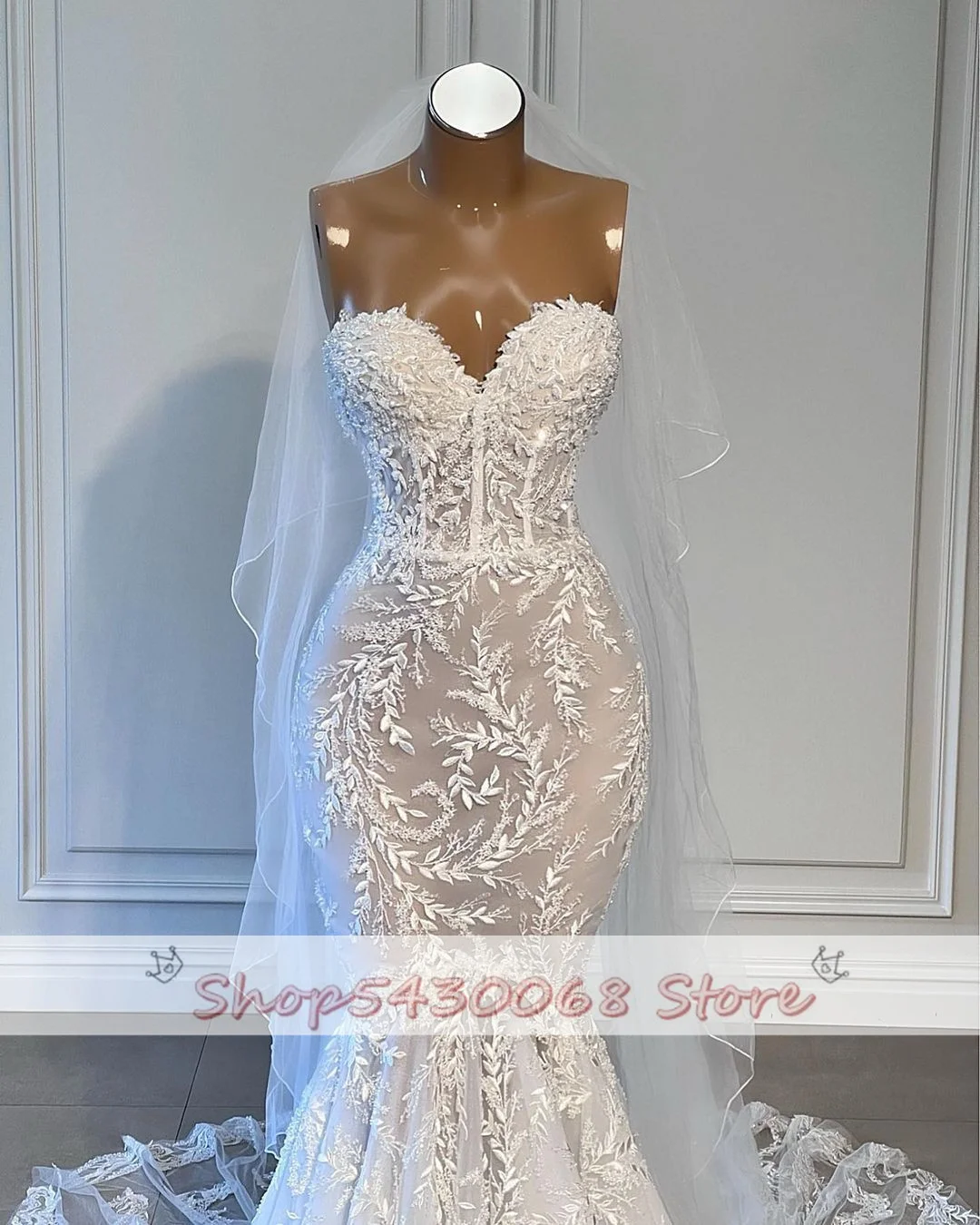 Glamorous Meerjungfrau Hochzeit Kleid Liebsten Spitze Appliques Brautkleider Nach Maß Ärmellose Sweep Zug Vestido de novia