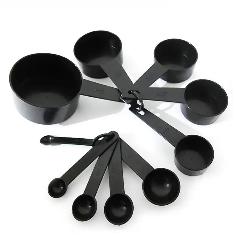 Set cucchiai dosatori cucina cuoco plastica nera cucchiaino misurino misurini misurini strumenti utensili da cucina