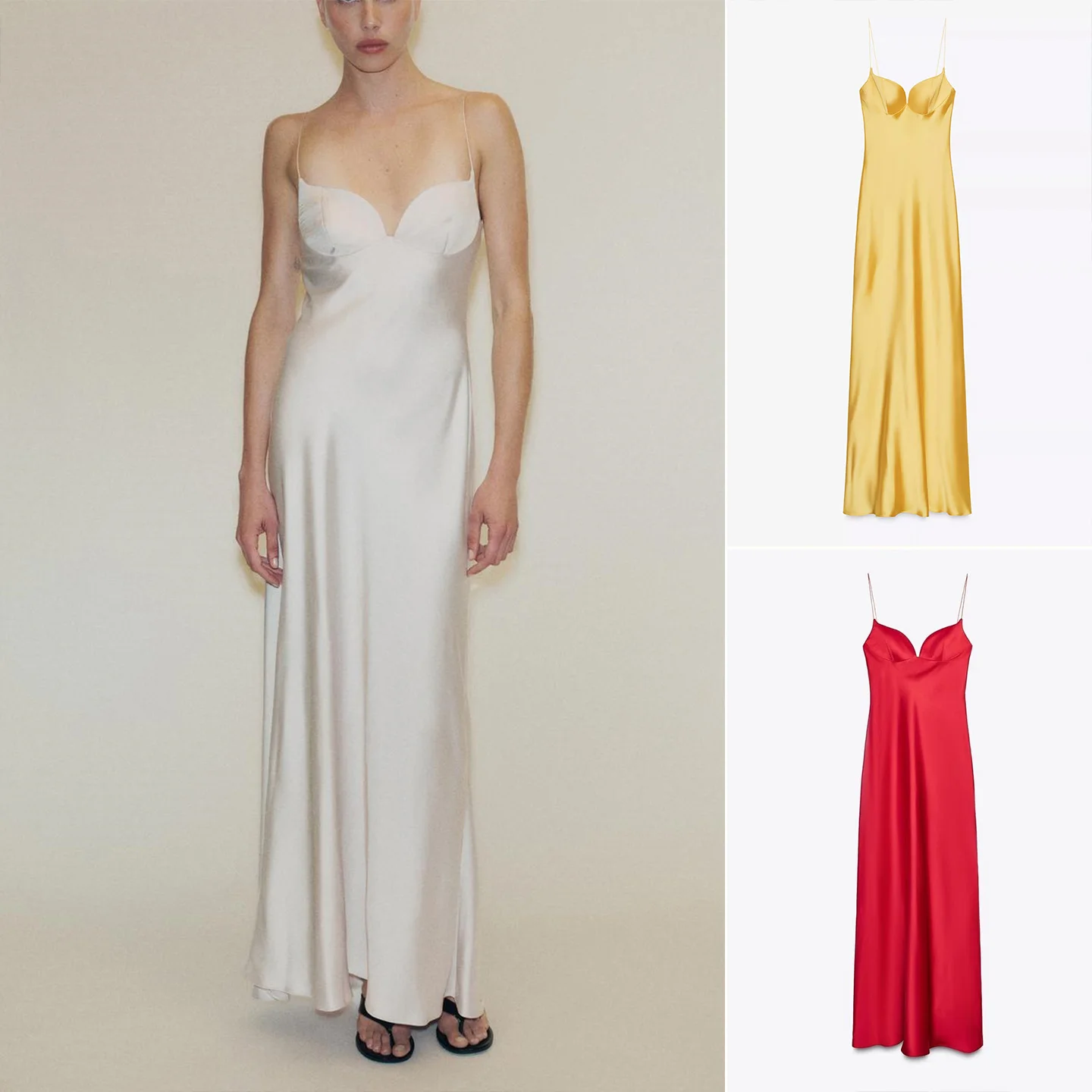 Ele cintura alta seda satén largo Strapl Dr nueva colección de verano mujer Faion mat corazón Collar Svel