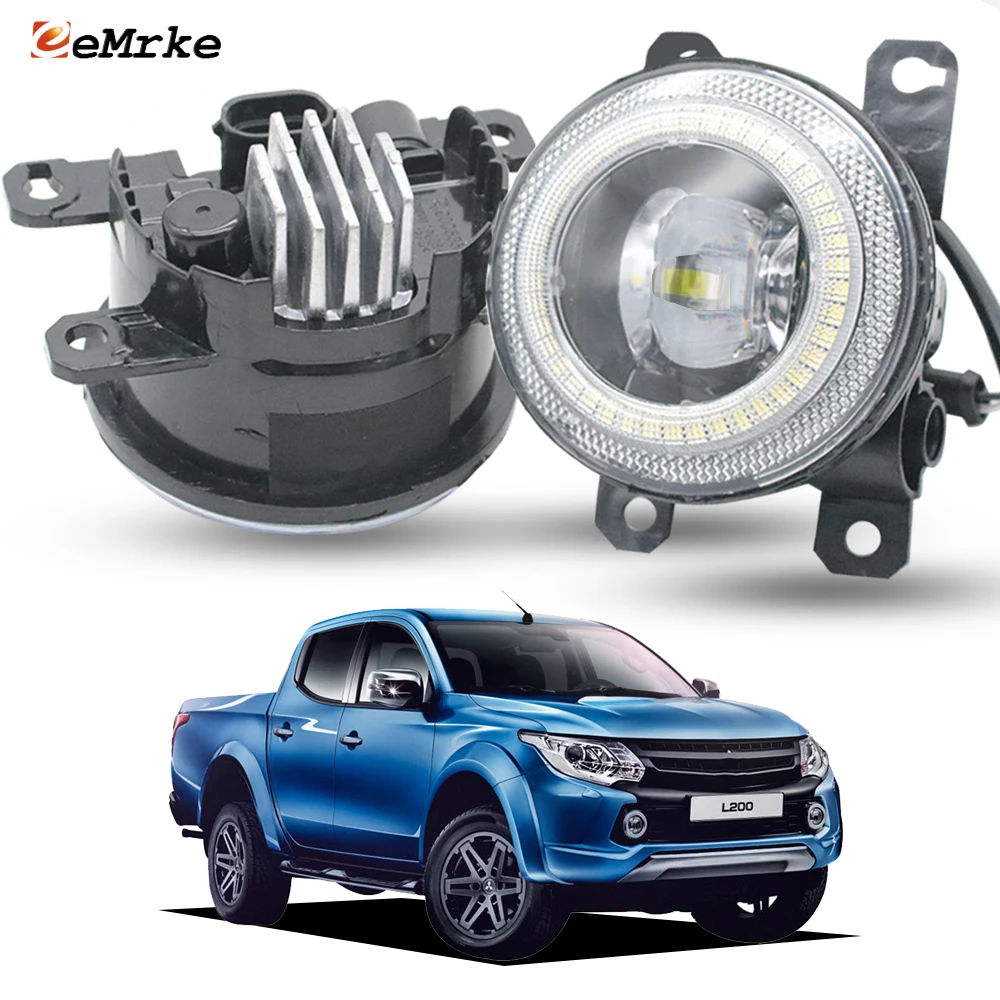 

Для Mitsubishi L200 5 Triton Fiat Fullback RAM1200 2015 2016 2017 2018 Обновление светодиодных противотуманных фар 30 Вт Добавить Angel Eye DRL Daylight