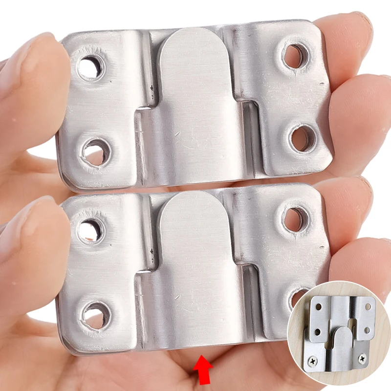 2/40pcs Picture Frame Hooks Stainless Steel Wall Hanger Flush Mount Hanging Buckle Furniture Interlock Bracket Joint Connector