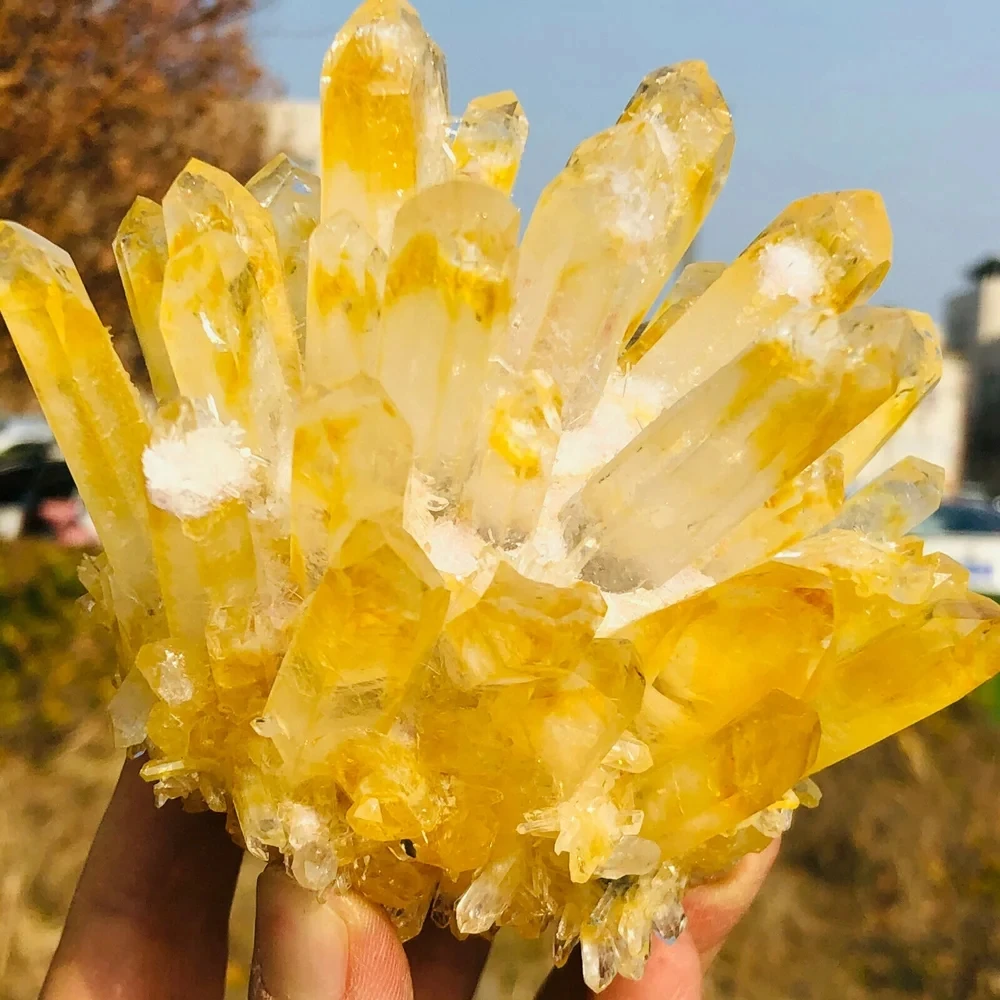 

Beatiful yellow Tibetan Quartz Crystal Cluster Specimen Healing