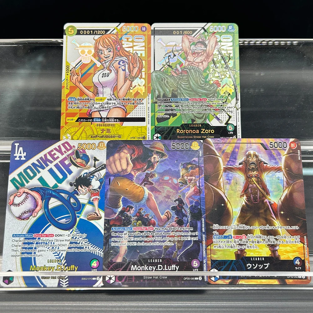 

New Design DIY OPCG Collection Card English OP05-060 Leader Luffy OP12-020 Roronoa Zoro Refractive Coloar Flash Card Gift Toy