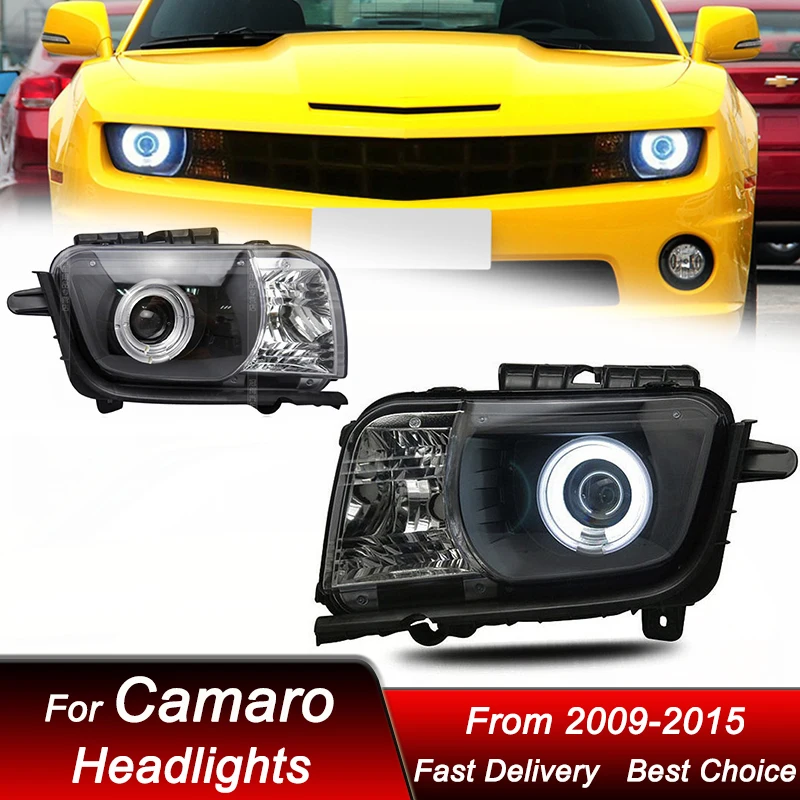 

Автомобильные фары для Chevrolet Camaro 2009-2015, Шмель, полный цвет, новый стиль, автомобильная фара в сборе, комплект аксессуаров для объектива проектора