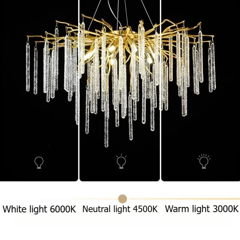 Роскошные золотые хрустальные люстры для потолка, декор гостиной, вестибюль отеля, столовой, дома, ветки, светодиодные подвесные светильники, светильник
