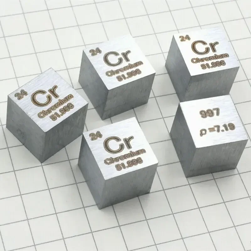 99.7% High Purity Chromium Metal Cr 7.2g  Carved Element Periodic Table 10mm Cube