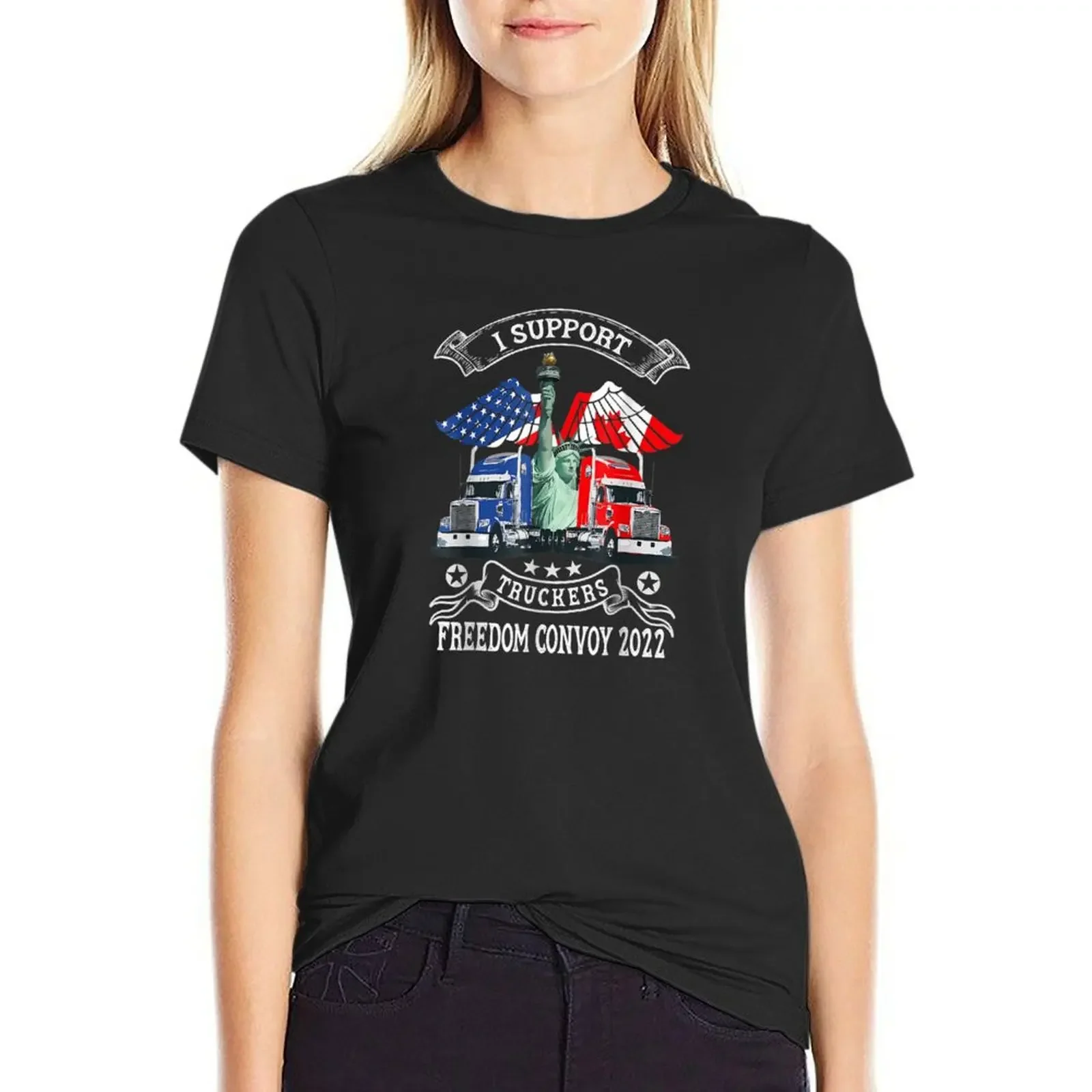 

I Support Truckers Freedom Convoy 2022 T- T-Shirt Blouse quick drying cute tops shirts graphic tees t-shirt dress for Women long