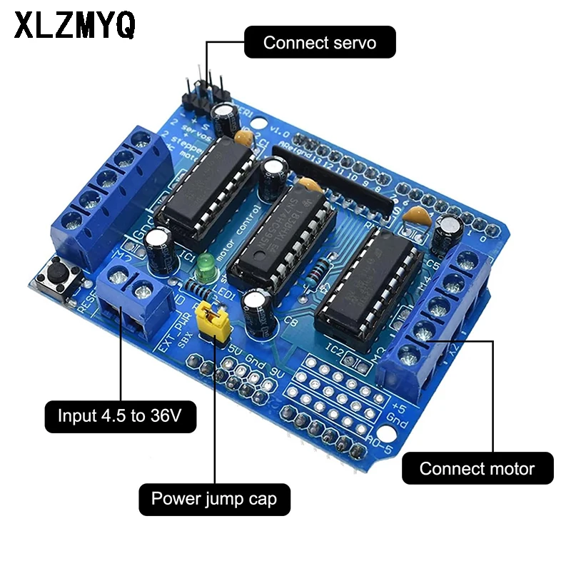5PCS L293D Stepper Motor Driver Board Control Shield Module Motor Drive Expansion Board for Arduino Mega2560 4 Channel UNO R3