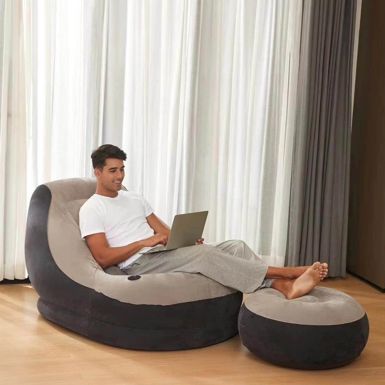 

Intex 68564 ULTRA LOUNGE Modern Soft Sectional Air Turniture Chair Camp Couch Corner Lazy Sofa Bed r Inflatable Air Sofa
