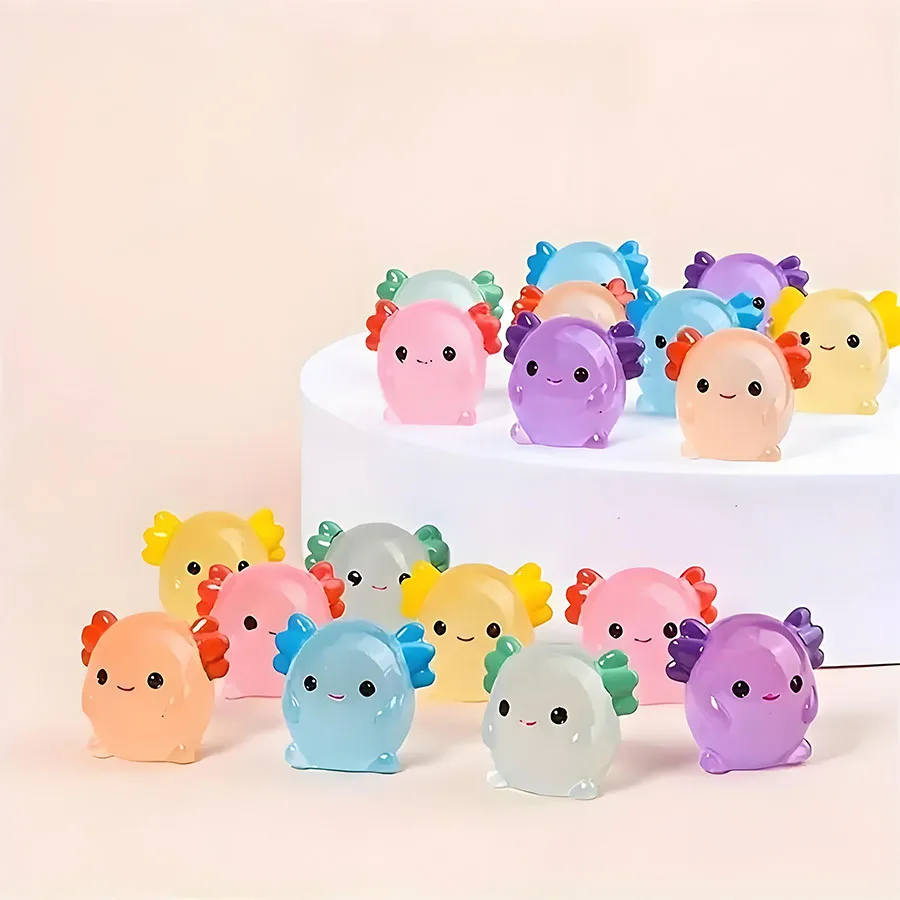 10/20 قطعة مضيئة صغيرة الراتنج Axolotl مصغرة توهج في الظلام Axolotl شخصيات حيوانات صغيرة حلية DIY بها بنفسك حديقة الجنية