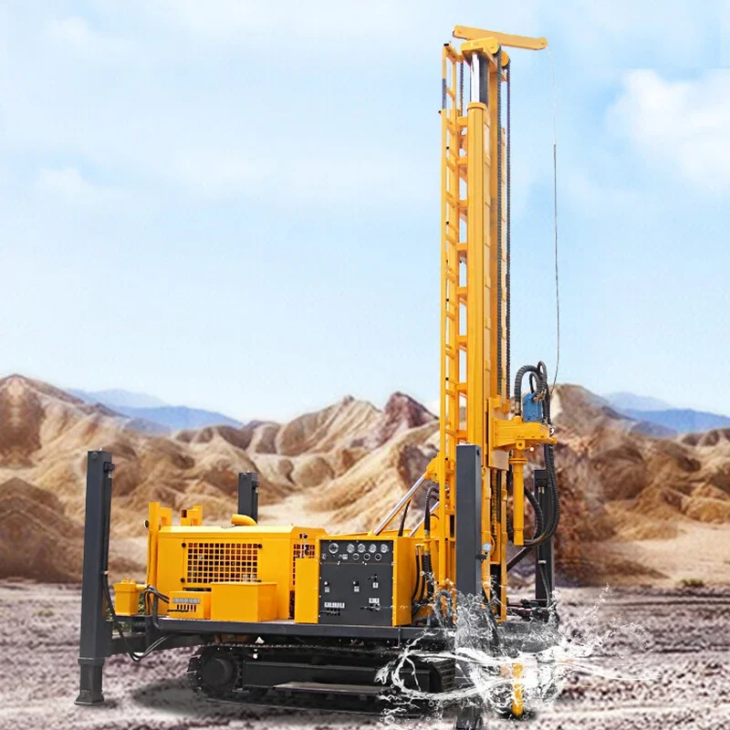 200m 300m Drilling Depth Pneumatic DTH Crawler Drilling Rig for Water Well Drilling Rig Machine Driven By Diesel Engine