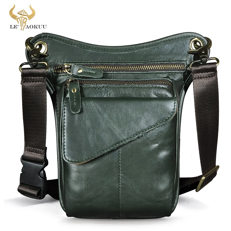 

Oil Wax Leather Design Classic Cross-body Sling Bag Fashion Travel Motorcycle Fanny Waist Belt Pack Drop Leg Bag For Men 211-3