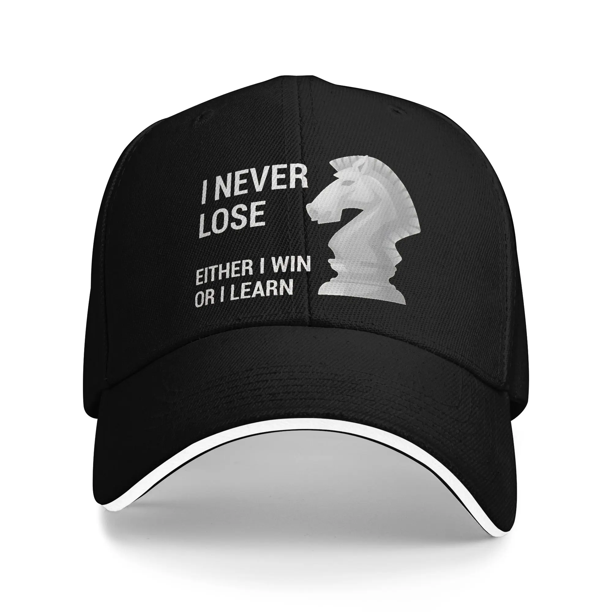 I Never Lose Either I Win Or I Learn Accessories Unisex Baseball Cap Chess Love Trucker Hat Classic Outdoor Headwear Adjustable