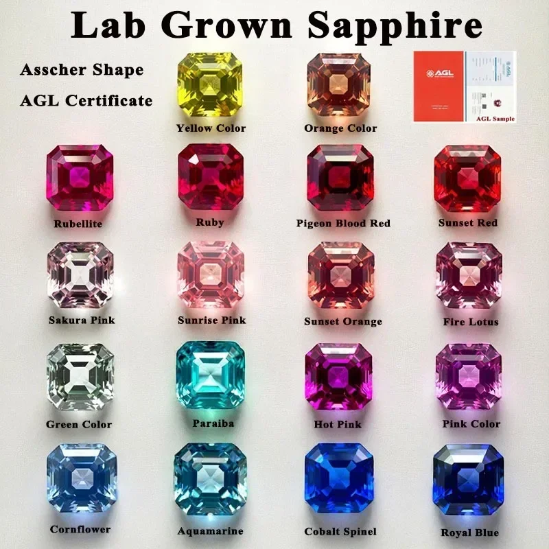 

Выращен в лаборатории сапфир Asscher Резка Несколько цветов и размеров Основные материалы Производство ювелирных изделий своими руками На выбор Сертификат AGL