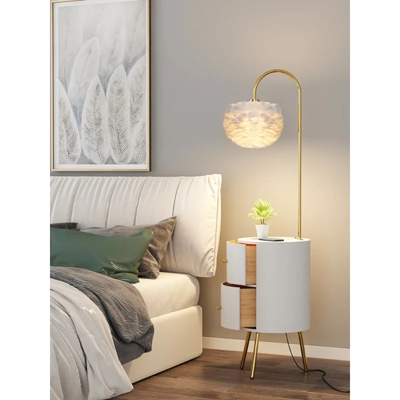 Feather floor lamp bedside table integrated living room sofa side bedroom