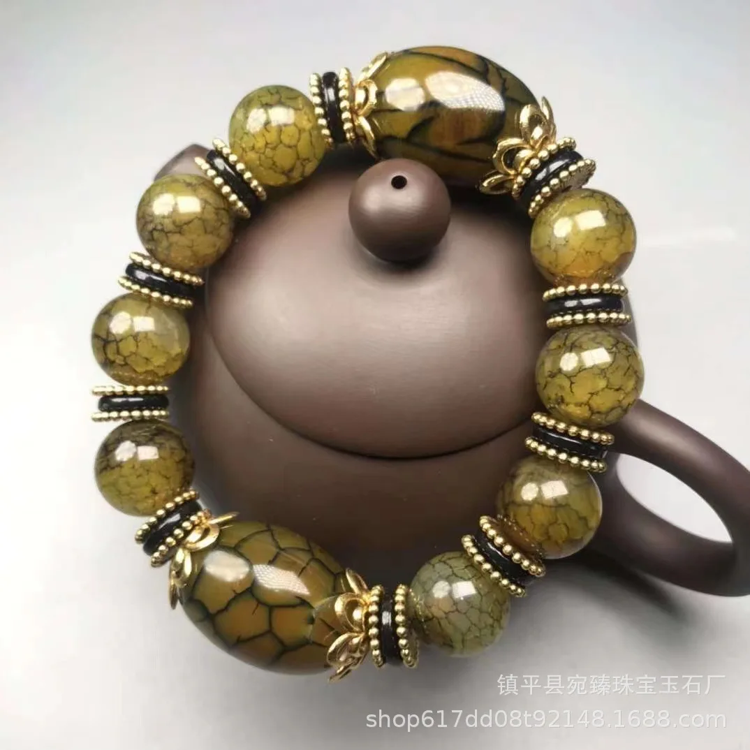 Dragon agate three-nine-eye dzi beads bracelets for men Tibetan authentic wenwan Buddha beads and eye national wind bracelets