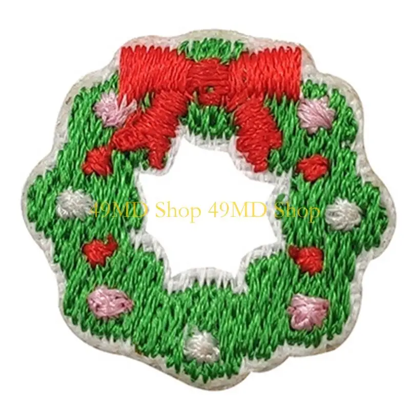 49MD 15Pcs/set Christmas Iron on Patch Santa Snowman Tree Sew on Embroidered Patches