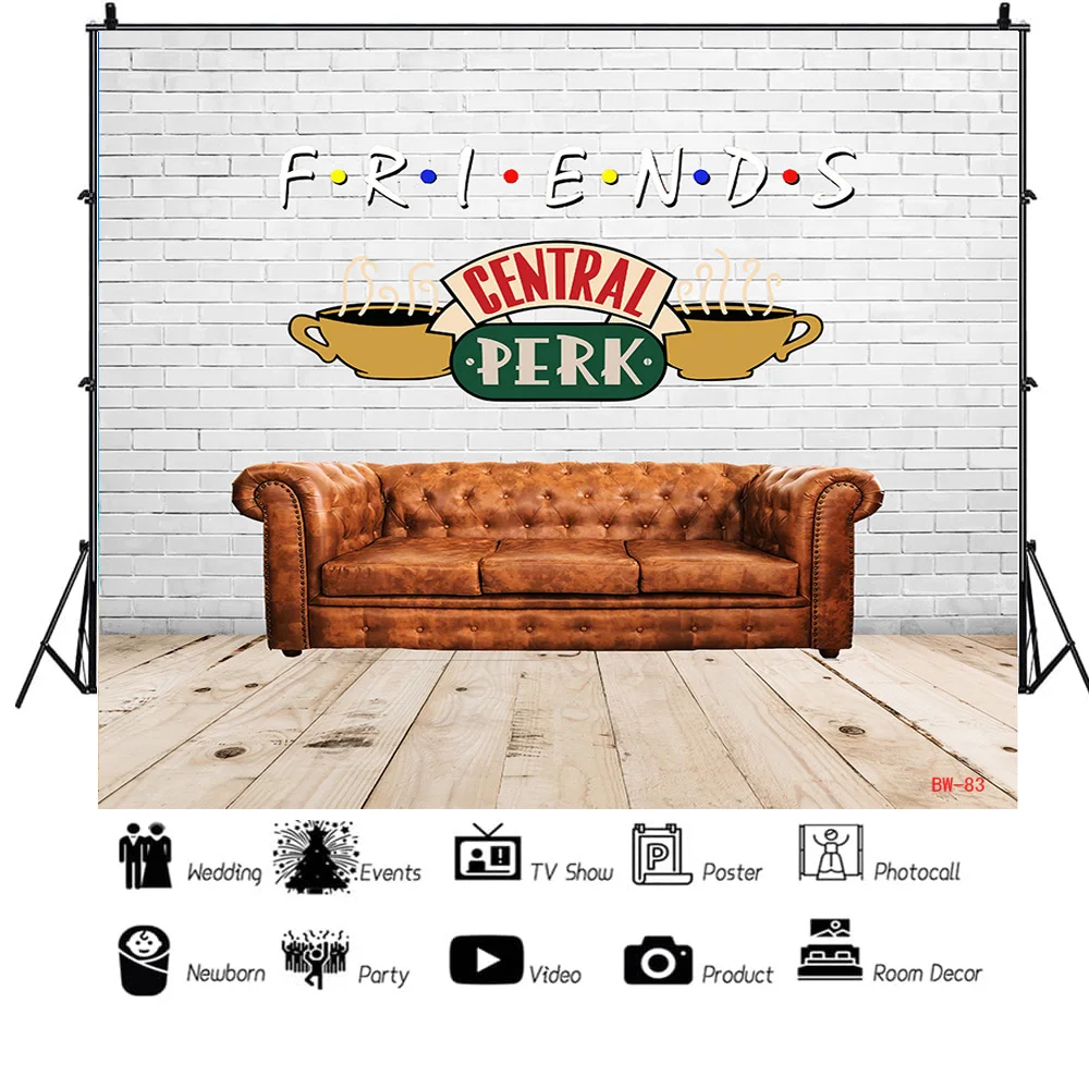 

Friends Theme Photography Backdrops Pub 80s 90s Birthday Party Photoshoot Brick Wall Studio Background Props BW-31