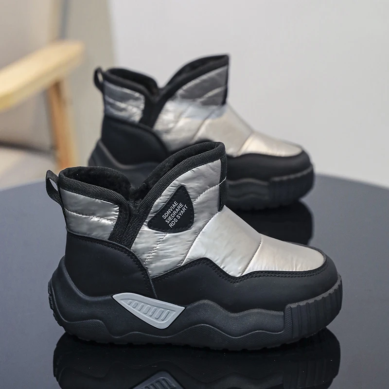 Zapatos de algodón de terciopelo de alta calidad para niños y niñas, botas de nieve para niños, botas cortas impermeables para niños