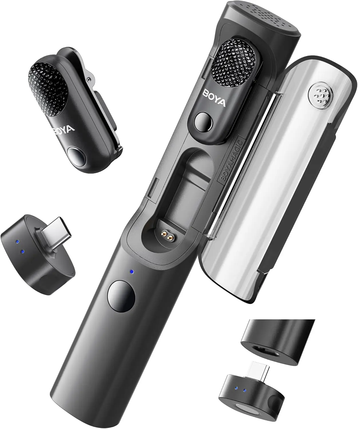 USB-C Wireless Lavalier Microphone, 30H Battery, 328FT Range, Noise Reduction for Android iPhone Audio Video Live