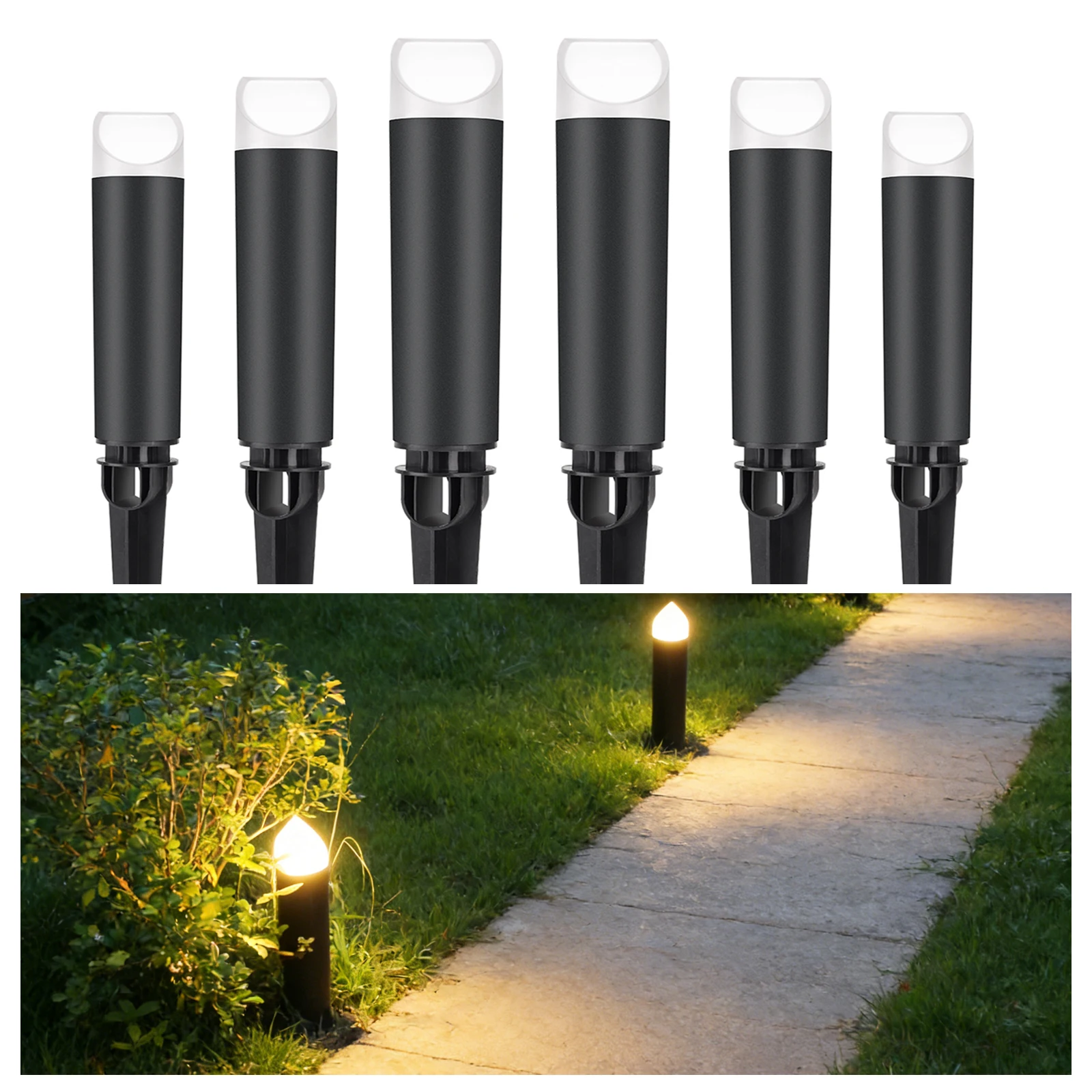 QACA 6 Pack LED Outdoor Garden Lights 12V 5W IP65 Waterproof Landscape Lighting for Lawn Park Yard Pathway Driveway Decoration