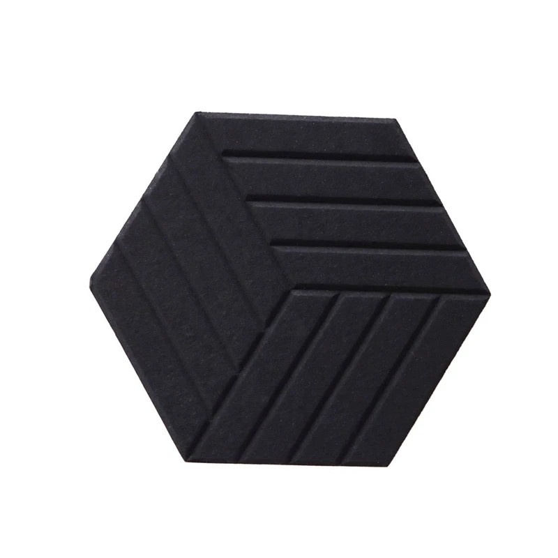 12 Pack Acoustic Panels Self-Adhesive Hexagon Acoustic Panels Soundproof Wall Panels Reducing Noise Echoes Black